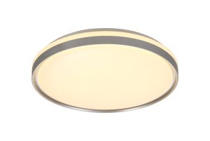 Massimo 49cm Ceiling 48cm, 1 x 36W LED 3 Step-Dimmable, 3000K, 1575lm, IP44, Silver/White Acrylic, 3yrs Warranty
