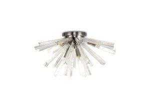 Menoonda 58.5cm 6 Light E14, Semi Flush Polished Nickel / Clear Glass
