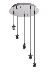 Acacia 30cm Polished Chrome 5 Light G9 Universal 2m Round Multiple Pendant, Suitable For A Vast Selection Of Glass Shades