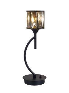 Acacia 1 Light G9 Vertical Table Lamp Satin Black / Smoke Crystal Shade