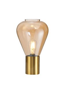 Odeyscene Narrow Table Lamp, 1 x E27, Aged Brass/Amber Glass