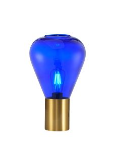 Odeyscene Narrow Table Lamp, 1 x E27, Aged Brass/Blue Ink Glass