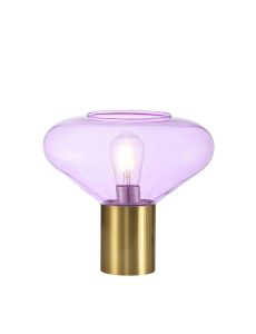 Odeyscene Wide Table Lamp, 1 x E27, Aged Brass/Lilac Glass