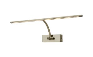 Polenta 56cm 1 Arm Wall Lamp/Picture Light, 1 x 10W LED, 3000K, 850lm, Antique Brass, 3yrs Warranty