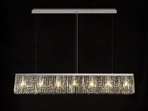 Roison 138x9cm Linear Pendant Chandelier, 7 Light E14, Polished Chrome/Crystal