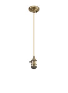 Luxe 11cm Switched Pendant Light Kit 1.5m, 1 x E27, Antique Brass / Golden Brown Braided 2 Core Braided Cable