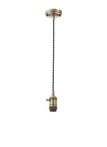 Luxe 11cm Switched Pendant Light Kit 1.5m, 1 x E27, Antique Brass / Black 2 Core Twisted Cable