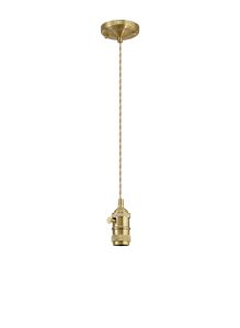Luxe 11cm Switched Pendant Light Kit 1.5m, 1 x E27, Brass / Pale Gold 2 Core Twisted Cable