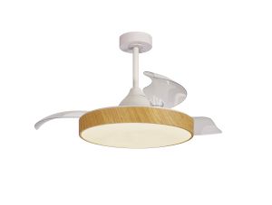 Alaska 50cm 60W LED Dimmable Ceiling Light With Built-In 30W DC Fan, 2700-5000K Remote & APP Control, 3300lm, Wood, 5yrs Warranty