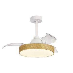 Alaska 43cm 45W LED Dimmable Ceiling Light With Built-In 25W DC Fan, 2700-5000K Remote & APP Control, 2500lm, Wood, 5yrs Warranty