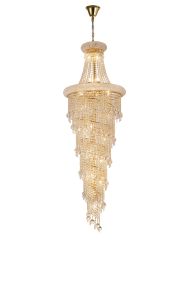 Alexandra 60cm Pendant 4 Layer Spiral 25 Light E14 Gold/Crystal Item Weight: 28.6kg