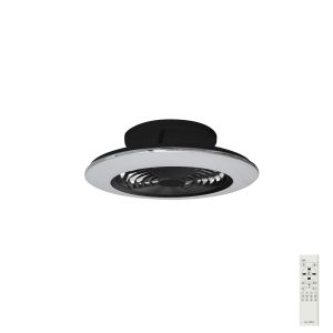 Alisio Mini 52.5cm 70W LED Dimmable Ceiling Light With Built-In 30W DC Reversible Fan, Black Finish c/w Remote Control, 4900lm