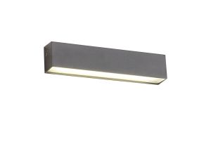 Cario Wall Lamp, 1 x 9W LED, 3000K, 550lm, IP65, Dark Grey/Frosted, 3yrs Warranty