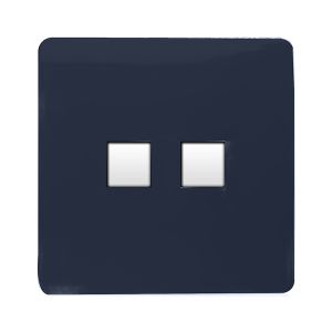 Trendi, Artistic Modern Twin PC Ethernet Cat 5&6 Data Outlet Navy Blue Finish, BRITISH MADE, (35mm Back Box Required), 5yrs Warranty