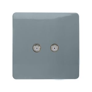 Trendi, Artistic Modern 2 Gang Male F-Type Satellite Television Socket Cool Grey, (25mm Back Box Required), 5yrs Warranty