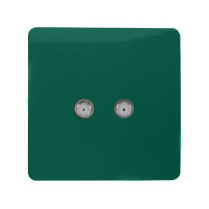 Trendi, Artistic Modern 2 Gang Male F-Type Satellite Television Socket Dark Green, (25mm Back Box Required), 5yrs Warranty