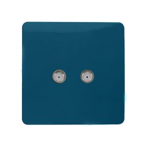 Trendi, Artistic Modern 2 Gang Male F-Type Satellite Television Socket Midnight Blue, (25mm Back Box Required), 5yrs Warranty