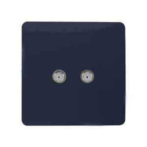 Trendi, Artistic Modern 2 Gang Male F-Type Satellite Television Socket Navy, (25mm Back Box Required), 5yrs Warranty