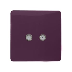 Trendi, Artistic Modern 2 Gang Male F-Type Satellite Television Socket Plum, (25mm Back Box Required), 5yrs Warranty