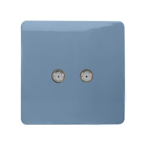 Trendi, Artistic Modern 2 Gang Male F-Type Satellite Television Socket Sky, (25mm Back Box Required), 5yrs Warranty