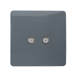 Trendi, Artistic Modern 2 Gang Male F-Type Satellite Television Socket Warm Grey, (25mm Back Box Required), 5yrs Warranty