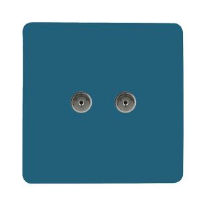 Trendi, Artistic Modern Twin TV Co-Axial Outlet Ocean Blue Finish, BRITISH MADE, (25mm Back Box Required), 5yrs Warranty