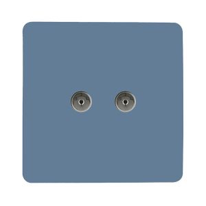 Trendi, Artistic Modern Twin TV Co-Axial Outlet Sky Finish, BRITISH MADE, (25mm Back Box Required), 5yrs Warranty