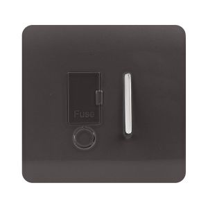 Trendi, Artistic Modern Switch Fused Spur 13A With Flex Outlet Dark Brown Finish, BRITISH MADE, (35mm Back Box Required), 5yrs Warranty