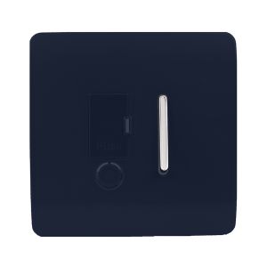 Trendi, Artistic Modern Switch Fused Spur 13A With Flex Outlet Navy Blue Finish, BRITISH MADE, (35mm Back Box Required), 5yrs Warranty