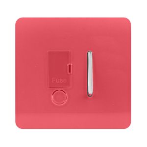 Trendi, Artistic Modern Switch Fused Spur 13A With Flex Outlet Strawberry Finish, BRITISH MADE, (35mm Back Box Required), 5yrs Warranty