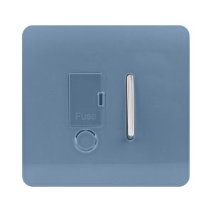 Trendi, Artistic Modern Switch Fused Spur 13A With Flex Outlet Sky Finish, BRITISH MADE, (35mm Back Box Required), 5yrs Warranty