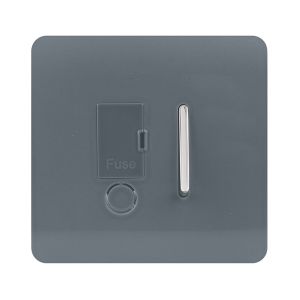 Trendi, Artistic Modern Switch Fused Spur 13A With Flex Outlet Warm Grey Finish, BRITISH MADE, (35mm Back Box Required), 5yrs Warranty