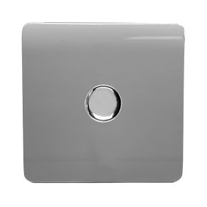 Trendi, Artistic Modern 1 Gang 1 Way LED Dimmer Switch 5-150W LED / 120W Tungsten, Light Grey Finish, (35mm Back Box Required), 5yrs Warranty