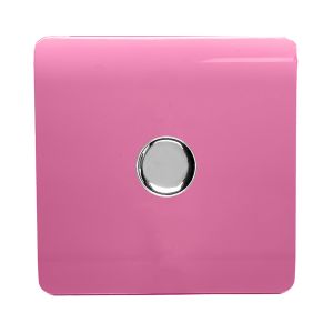 Trendi, Artistic Modern 1 Gang 1 Way LED Dimmer Switch 5-150W LED / 120W Tungsten, Pink Finish, (35mm Back Box Required), 5yrs Warranty