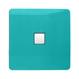 Trendi, Artistic Modern 1 Gang RJ11 Telephone Bright Teal Finish, BRITISH MADE, (35mm Back Box Required), 5yrs Warranty