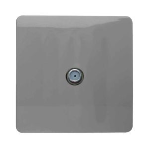 Trendi, Artistic Modern F-Type Satellite 1 Gang Light Grey Finish, BRITISH MADE, (25mm Back Box Required), 5yrs Warranty