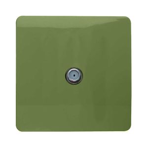 Trendi, Artistic Modern F-Type Satellite 1 Gang Moss Green Finish, BRITISH MADE, (25mm Back Box Required), 5yrs Warranty