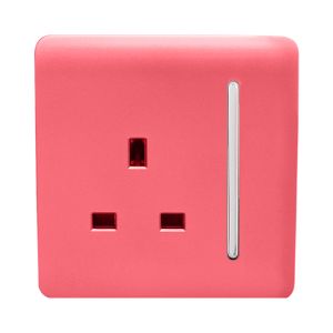 Trendi, Artistic Modern 1 Gang 13Amp Switched Socket Strawberry Finish, BRITISH MADE, (25mm Back Box Required), 5yrs Warranty