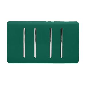 Trendi, Artistic Modern 4 Gang  (3x 2 Way 1x 3 Way Intermediate Twin Plate) Dark Green Finish, BRITISH MADE, (25mm Back Box Required), 5yrs Warranty