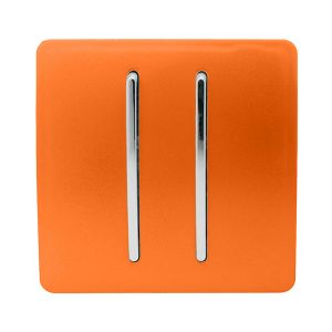 Trendi, Artistic Modern 2 Gang 2 Way 10 Amp Rocker Orange Finish, BRITISH MADE, (25mm Back Box Required), 5yrs Warranty