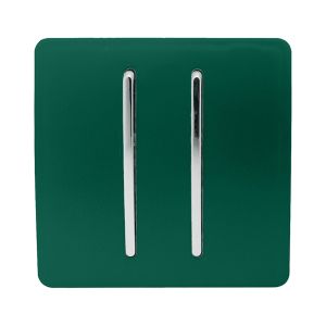 Trendi, Artistic Modern 2 Gang Retractive Home Auto.Switch Dark Green Finish, BRITISH MADE, (25mm Back Box Required), 5yrs Warranty