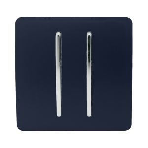 Trendi, Artistic Modern 2 Gang Doorbell Navy Blue Finish, BRITISH MADE, (25mm Back Box Required), 5yrs Warranty