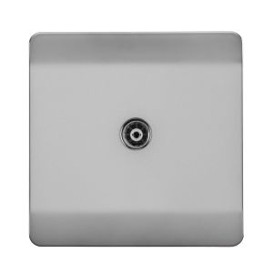 Trendi, Artistic Modern TV Co-Axial 1 Gang Brushed Steel Finish, BRITISH MADE, (25mm Back Box Required), 5yrs Warranty