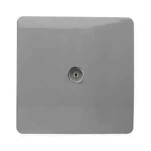 Trendi, Artistic Modern TV Co-Axial 1 Gang Light Grey Finish, BRITISH MADE, (25mm Back Box Required), 5yrs Warranty