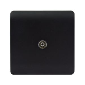 Trendi, Artistic Modern TV Co-Axial 1 Gang Matt Black Finish, BRITISH MADE, (25mm Back Box Required), 5yrs Warranty