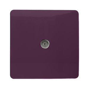 Trendi, Artistic Modern TV Co-Axial 1 Gang Plum Finish, BRITISH MADE, (25mm Back Box Required), 5yrs Warranty