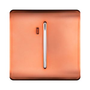 Trendi, Artistic Modern 45 Amp Neon Insert Double Pole Switch Copper Finish, BRITISH MADE, (35mm Back Box Required), 5yrs Warranty