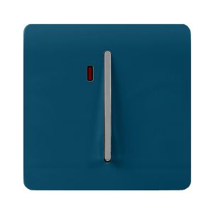 Trendi, Artistic Modern 45 Amp Neon Insert Double Pole Switch Midnight Blue Finish, BRITISH MADE, (35mm Back Box Required), 5yrs Warranty