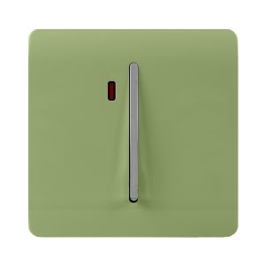 Trendi, Artistic Modern 20 Amp Neon Insert Double Pole Switch Moss Green Finish, BRITISH MADE, (25mm Back Box Required), 5yrs Warranty