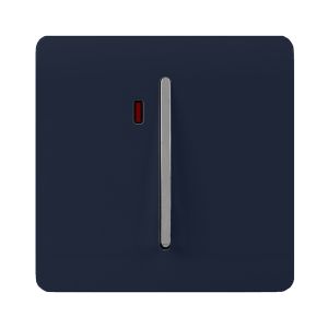 Trendi, Artistic Modern 20 Amp Neon Insert Double Pole Switch Navy Blue Finish, BRITISH MADE, (25mm Back Box Required), 5yrs Warranty